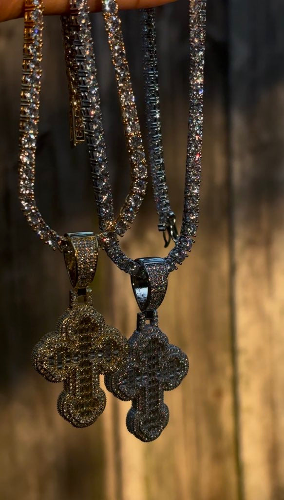 Crusted cross necklace