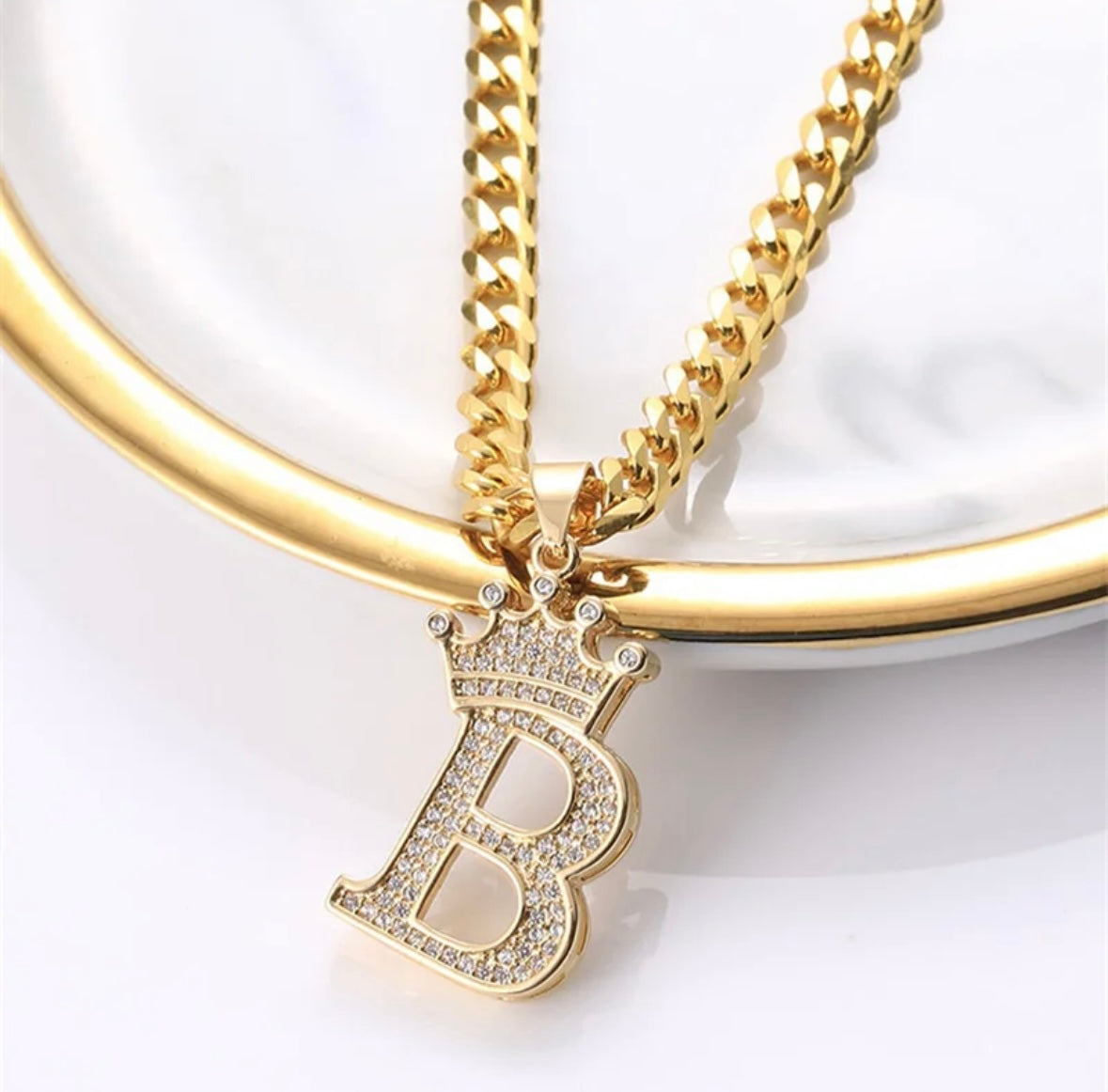 Crown initial necklace