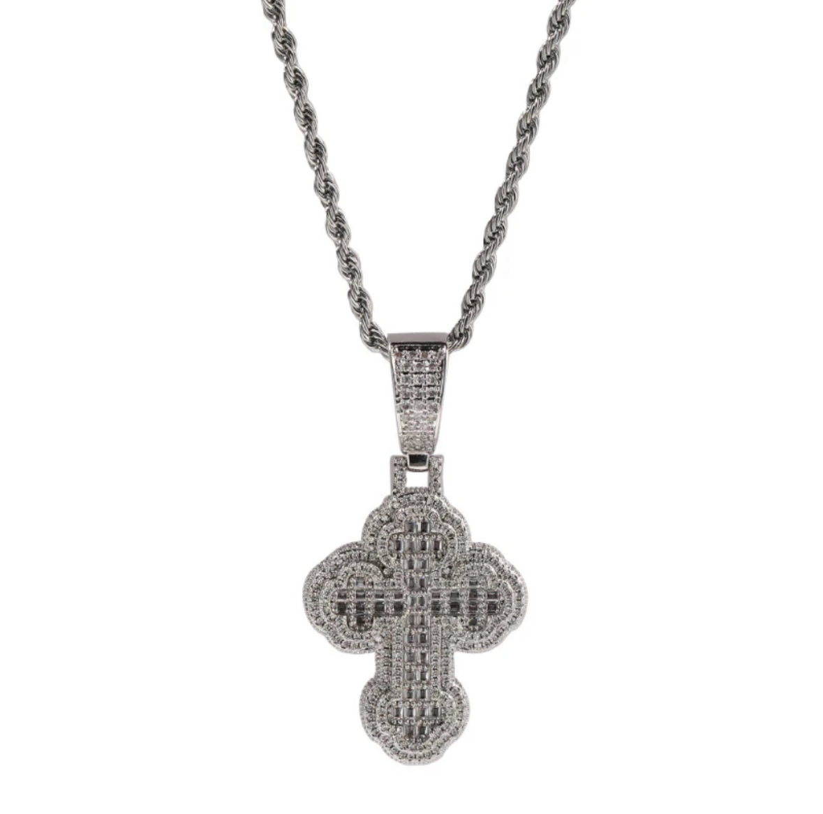 Crusted cross necklace