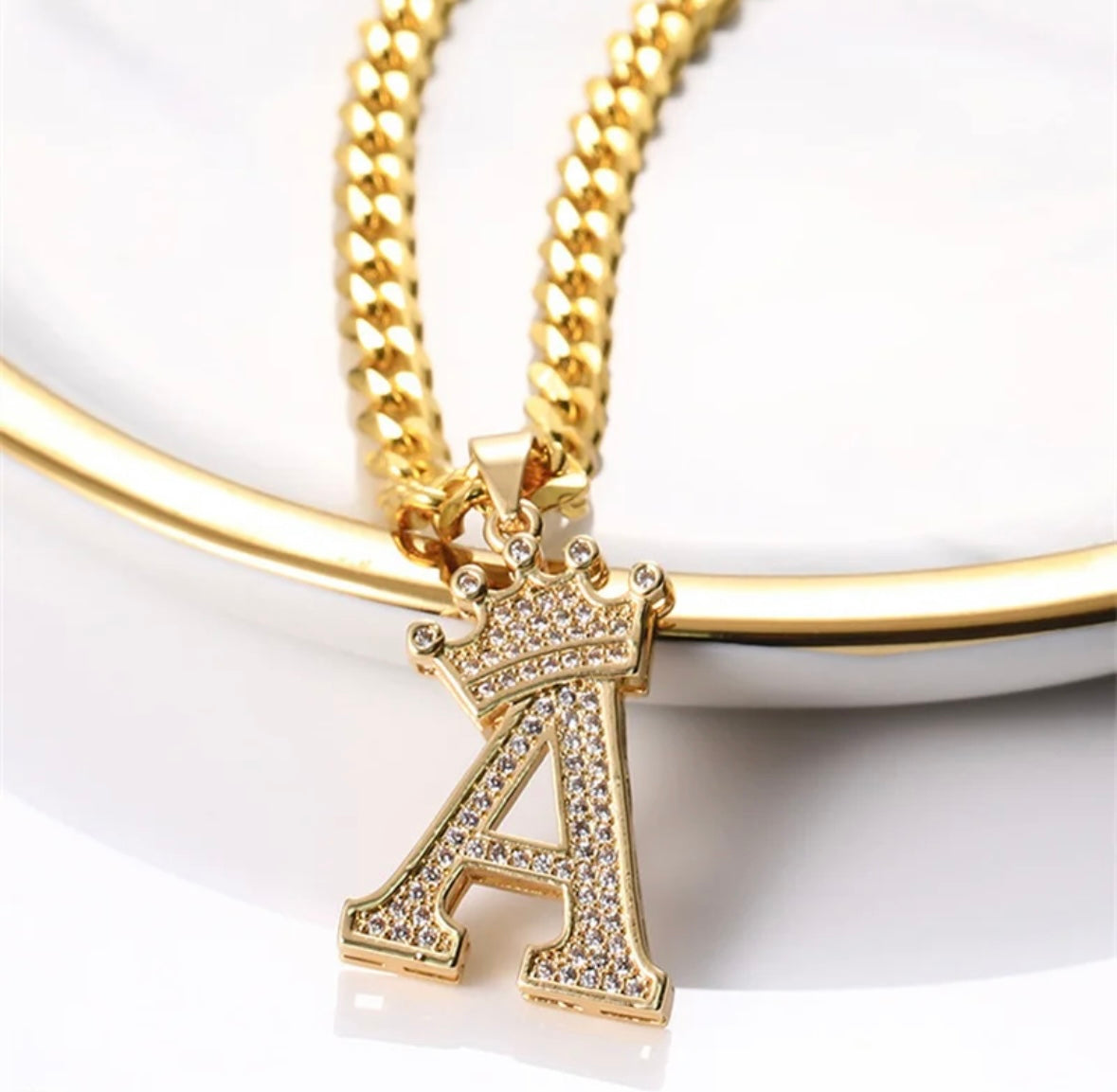 Crown initial necklace