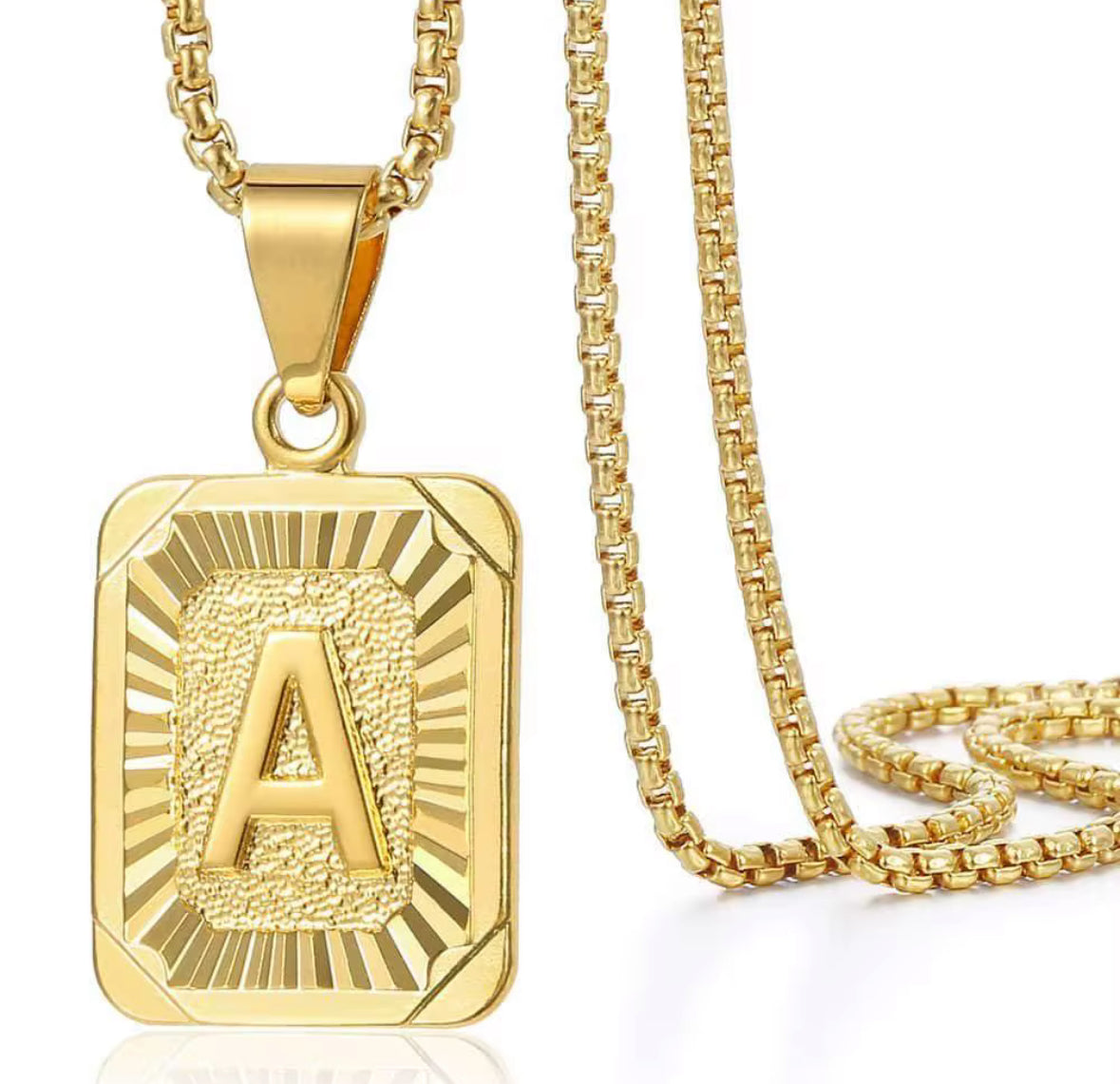 Box initial necklace