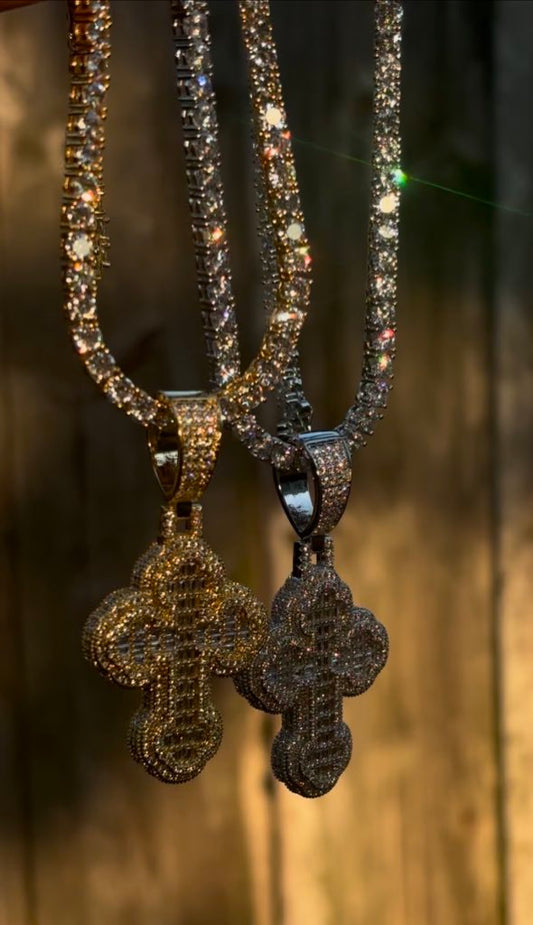 Crusted cross necklace